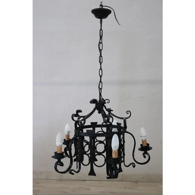 1940s Vintage Chandelier in Iron, 1940s For Sale - Image 5 of 13