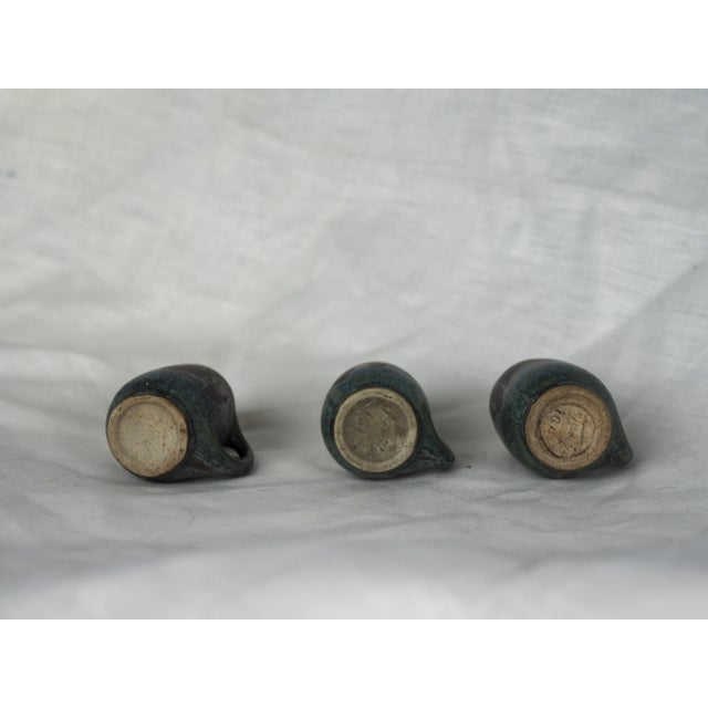 Gothic Early 20th French Denbac Miniature Flamed Stoneware Art Nouveau Mugs- Set of 3 For Sale - Image 3 of 8