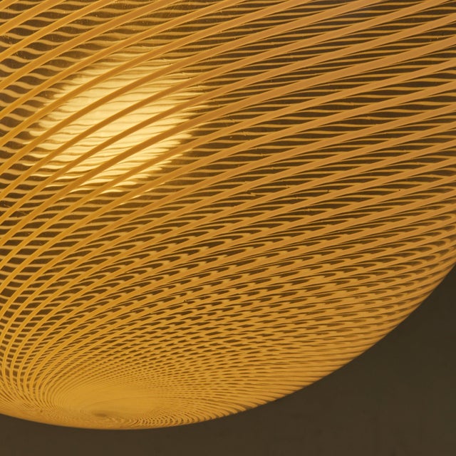 Modern 1970s Italian Striped Murano Glass Pendant in Manner of Venini - 2 Available For Sale - Image 3 of 7