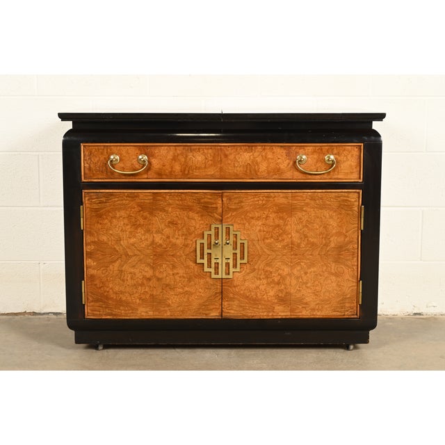 Raymond Sobota for Century Furniture Hollywood Regency Chinoiserie Flip-Top Buffet Server or Bar Cart | Circa 1970s For Sale - Image 14 of 14