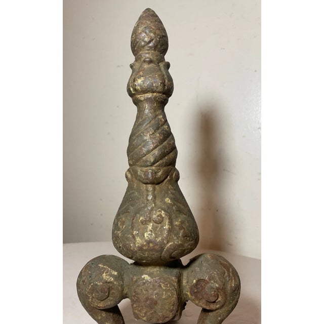 Pair Antique Ornate 19th Century Solid Cast Iron Claw Fireplace Andirons Set For Sale - Image 9 of 13