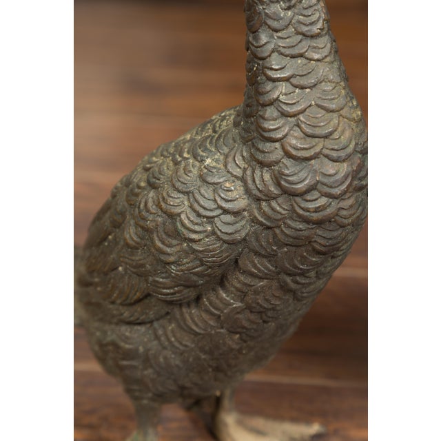 Vintage Bronze Ducks Standing on Their Palmed Feet, circa 1940 - a Pair For Sale - Image 10 of 12