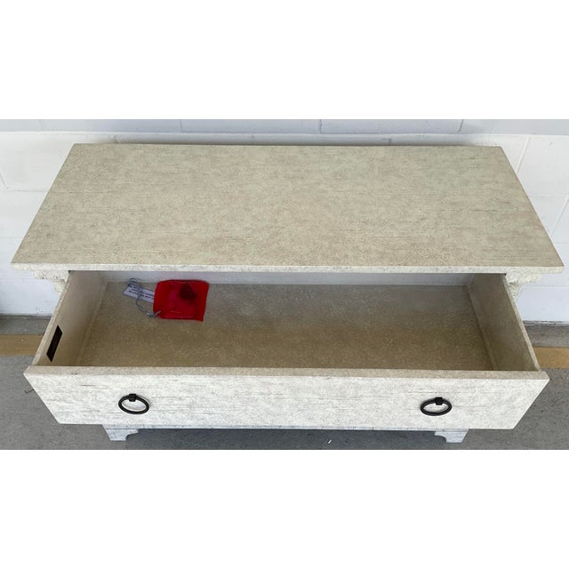 Gustavian (Swedish) Jonathan Charles Gustavian Style White Washed Streamer Gothic Painted Chest of Drawers For Sale - Image 3 of 9