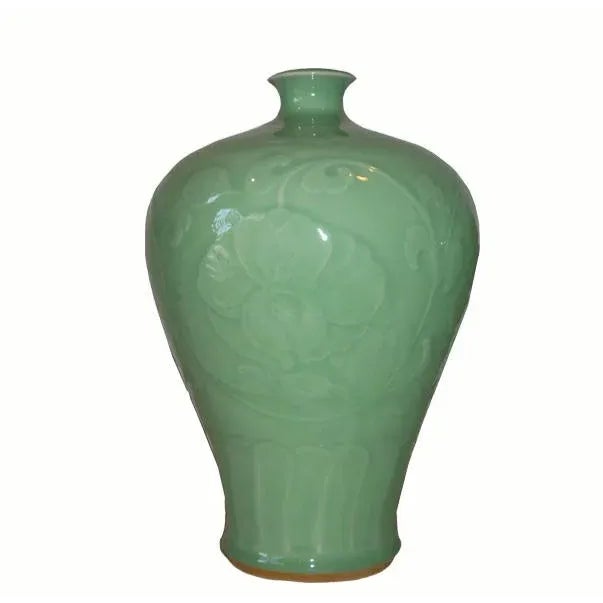 Asian Modern Hongmei Celadon Porcelain Vase For Sale In Greensboro - Image 6 of 6