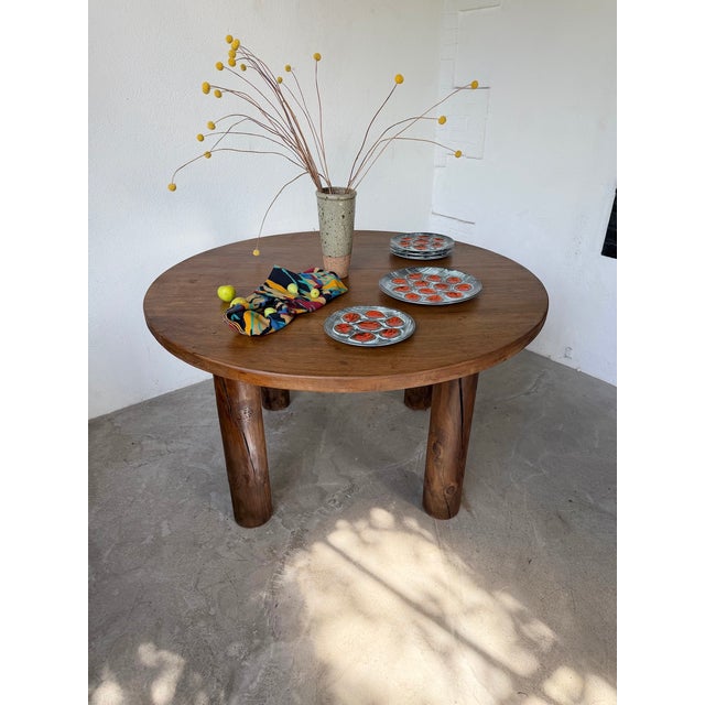 Constructivist Round Table in Walnut, 1950s For Sale - Image 10 of 18