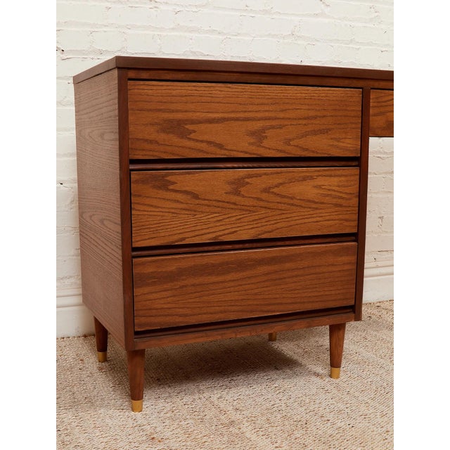Wood Mid 20th Century Oak Writing Desk For Sale - Image 7 of 10