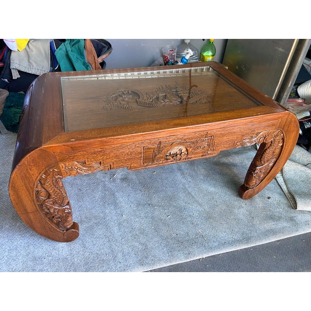 Antique Chinese Hand Carved Wooden Coffee Table Ming Style For Sale - Image 11 of 12