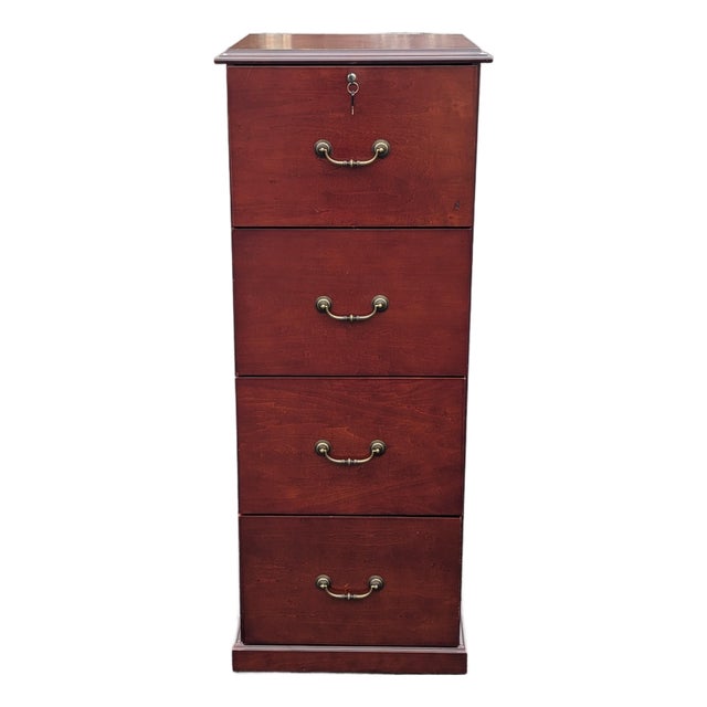 Vintage 4 Drawer Vertical Locking Filing Cabinet W/ Key For Sale