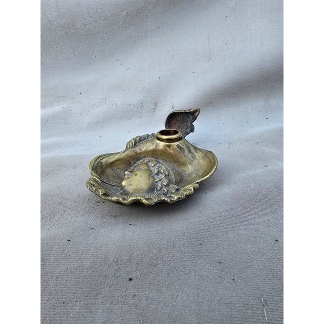Figurative Antique Brass Ink Well For Sale - Image 3 of 8
