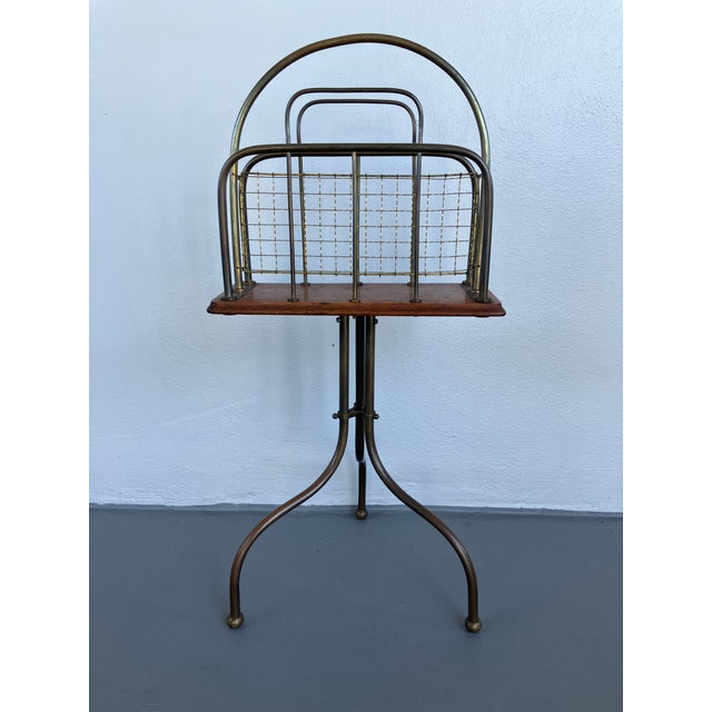 Edwardian Revolving Book or Magazine Stand in Brass and Oak, Circa 1900 For Sale - Image 4 of 12