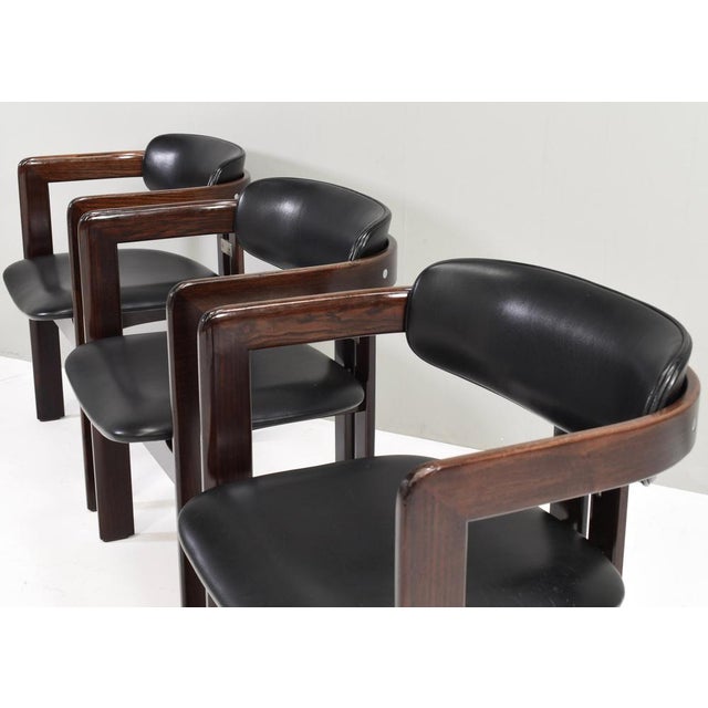 Pamplona Chairs in Black Leather by Augusto Savini, Italy, 1965, Set of 3 For Sale - Image 6 of 18