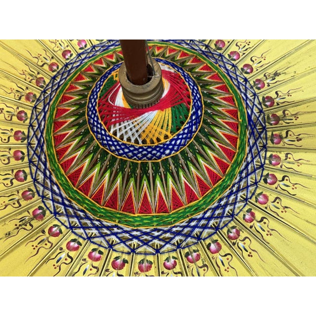 Indonesian Parasol in Wallpaper, Wood and Wool, 1950s For Sale - Image 10 of 14