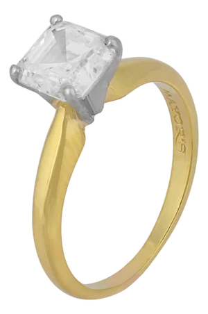 Mayor's Vintage Gia 1.70 Carat Diamond Solitaire Two Tone Engagement Ring, Size 6.5