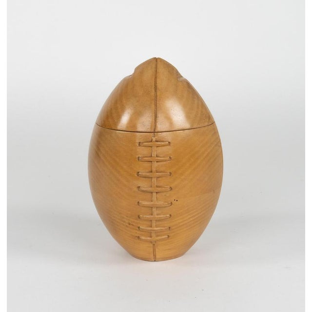 Midcentury amazing ice bucket shape of rugby ball in wood and aluminum by Bint Firenze. Made in Italy in the 1970s. An...
