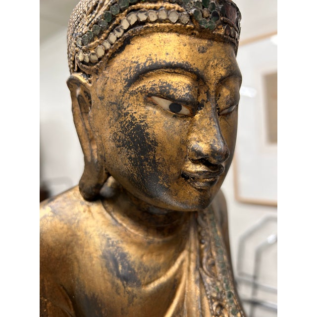 Gilded Standing Thai Buddha Sculpture For Sale - Image 12 of 12