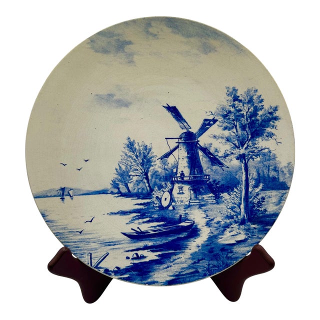 Antique Villeroy & Boch “Dutch River Scene” Charger Plate For Sale