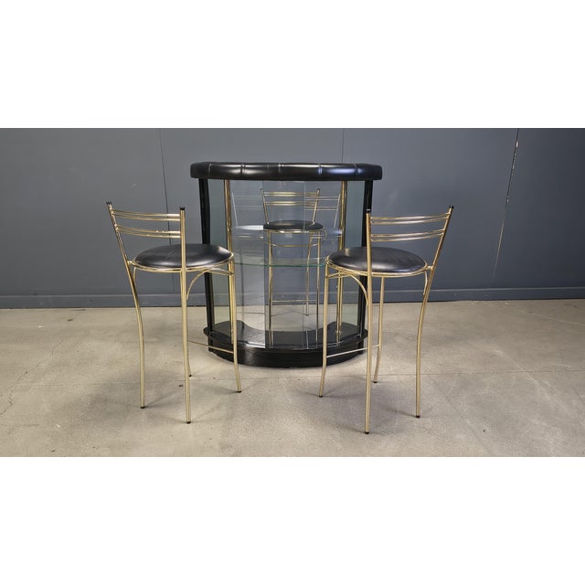 Vintage Regency Bar with Stools from Cidue, 1970s, Set of 4 For Sale - Image 11 of 11