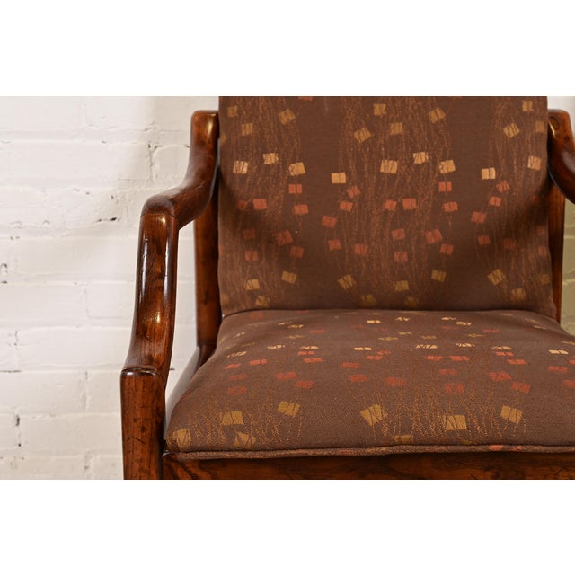 Henredon Mid-Century Modern Sculpted Oak High Back Armchairs, Pair For Sale In South Bend - Image 6 of 13