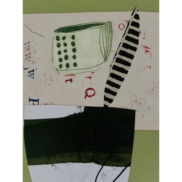 Contemporary Writing With My Morning Coffee, Original Collage on Paper For Sale - Image 3 of 5