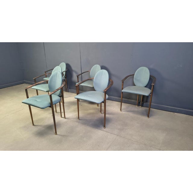 Blue Postmodern Dining Chairs from Belgochrom, 1980s, Set of 6 For Sale - Image 8 of 13
