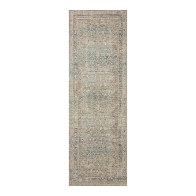 Angela Rose x Loloi Aubrey Rug Jade / Natural 2'-6" x 12'-0" Runner Rug For Sale