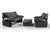 Vintage Sofa Set attribute to De Sede, and realized in 1980s. Metal and wood structure, original black leather....