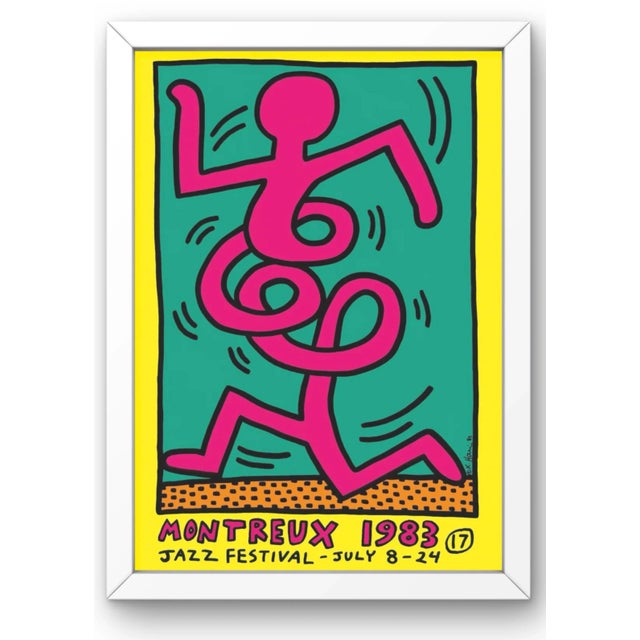 Contemporary Montreux Jazz Festival Poster in Yellow by Keith Haring, 1983 For Sale - Image 3 of 3