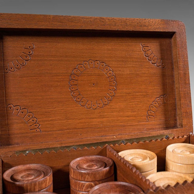 Wood 1940s 24 Vintage Art Deco Gentleman's Club Draughts Pieces For Sale - Image 7 of 10