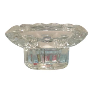 Vintage Crystal Candle Holder Made in France Clear Glass Taper Holder For Sale
