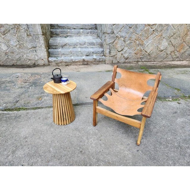 Mid-Century Modern Modern Leather and Teak Lounge Chair For Sale - Image 3 of 8