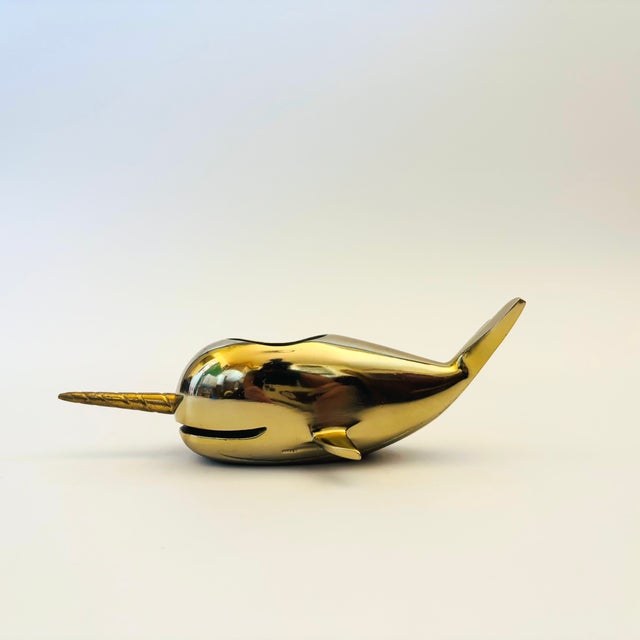 Mid-Century Modern Brass Narwhal Votive Candle Holder For Sale - Image 3 of 9