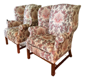 Pair of Jacquard TRS Wingback Chairs