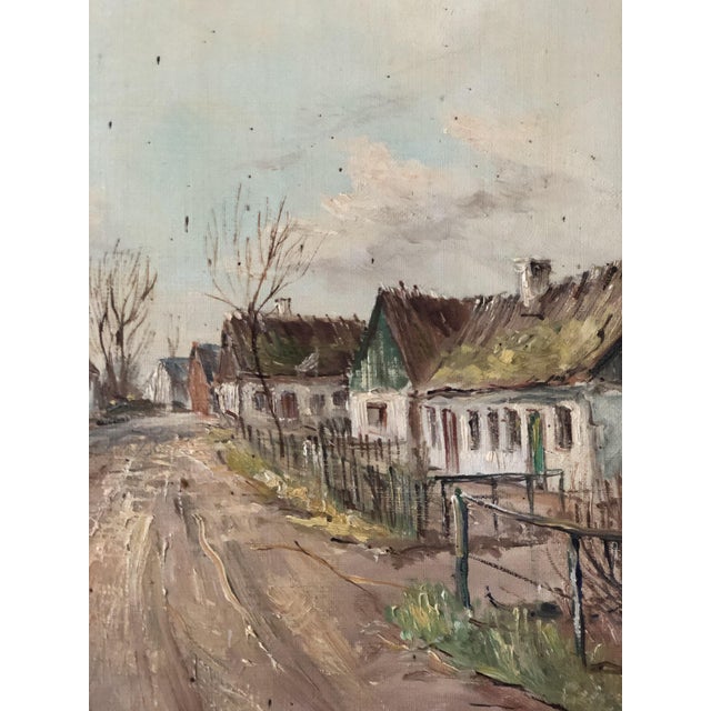 Danish Artist, European Village, 1940s, Oil Painting on Canvas, Framed For Sale - Image 5 of 12