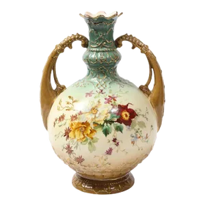 Antique Art Nouveau Hand Painted Handled Vase by Ew