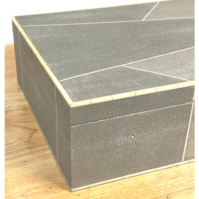 Monumental Geometric Faux Shagreen and Ivory Decorative Box For Sale - Image 10 of 16