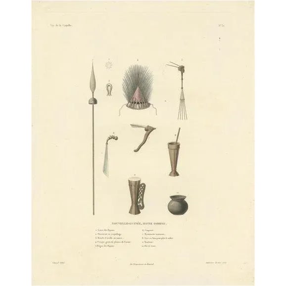 Duperrey, Illustration of Artifacts from the Haven of Doreri, New Guinea, Print For Sale - Image 6 of 6