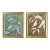 Original Botanical Leaf Diptych — Teal & Olive Studies, Oil Sticks on Canvas, 12" X 16" Each, by Tatiana Duperault For Sale