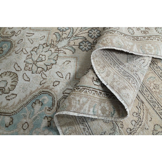1970s Vintage Persian Handmade Wool Cotton Beige Area Rug For Sale - Image 10 of 11