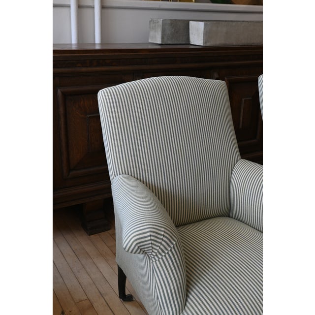 1930s 1930's French Upholstered Striped Lounge Chairs For Sale - Image 5 of 16