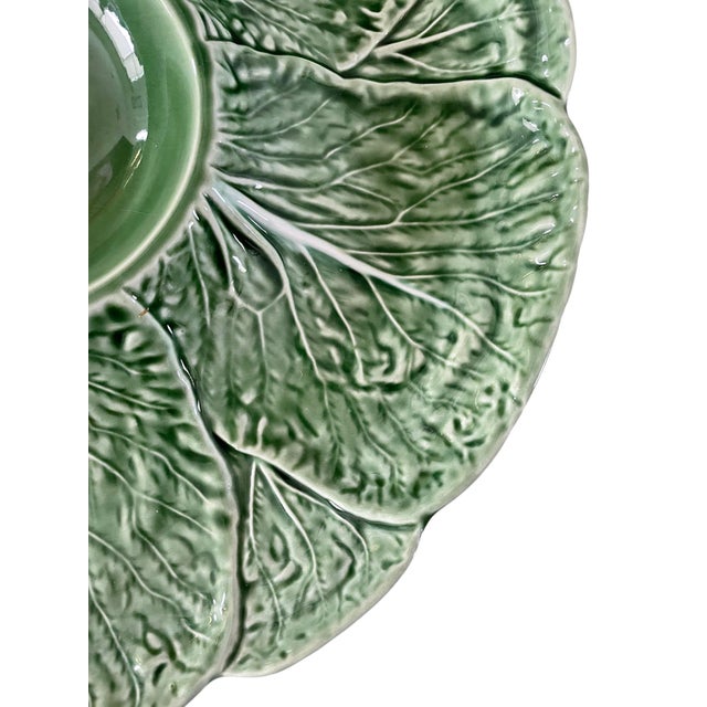 1970s Vintage Bordallo Pinheiro Green Cabbage Serving Platter