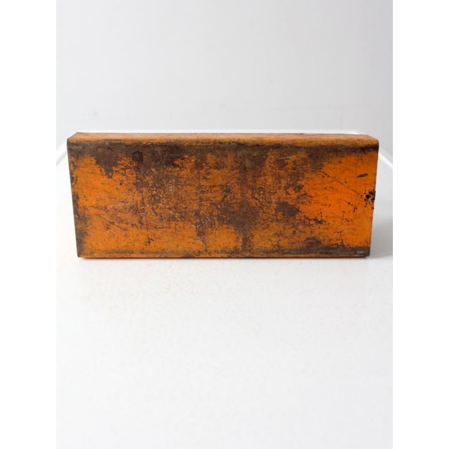 Vintage Orange Metal Trug Basket Toolbox For Sale - Image 9 of 10