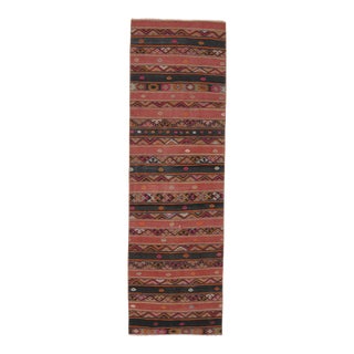 1970s Vintage Turkish Oushak Handmade Wool Cotton Pink Runner Rug For Sale