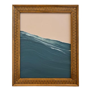 “Lavender Waves" Abstract Art in Antique Frame, Seascape Painting Wall Art by JTS For Sale