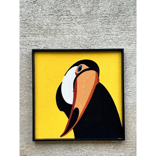 Vintage Framed Toucan Textile Art For Sale - Image 9 of 12