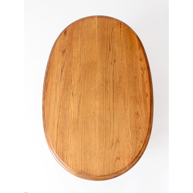 Wood Vintage Oak Oval French Provincial Coffee Table For Sale - Image 7 of 17
