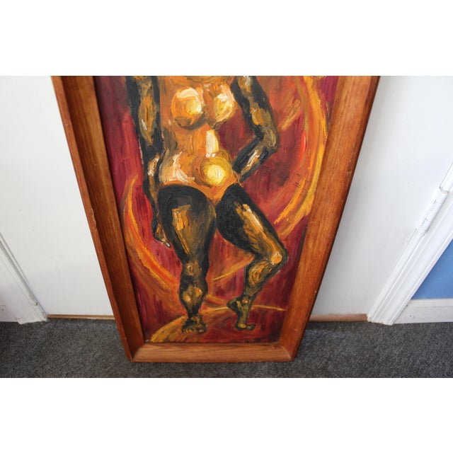 Mid 20th Century Mid-Century Modern Abstract C. Dengler Vintage Oil Painting of Woman For Sale - Image 5 of 8