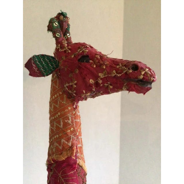 1960s 1960s Fabric Wrapped Giraffe Sculpture With Embroidered Embellishments For Sale - Image 5 of 7