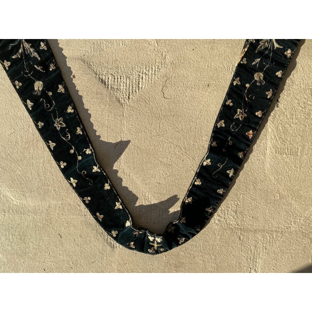 19th Century Black Velvet Embroidery Trim For Sale - Image 10 of 12