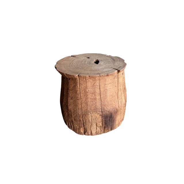 Wood 1970s Aged Javanese Teak Wood Side Table – Sculptural Organic Pedestal For Sale - Image 7 of 8