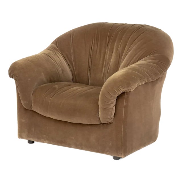 Italian Velvet Upholstered Armchair, 1970s For Sale